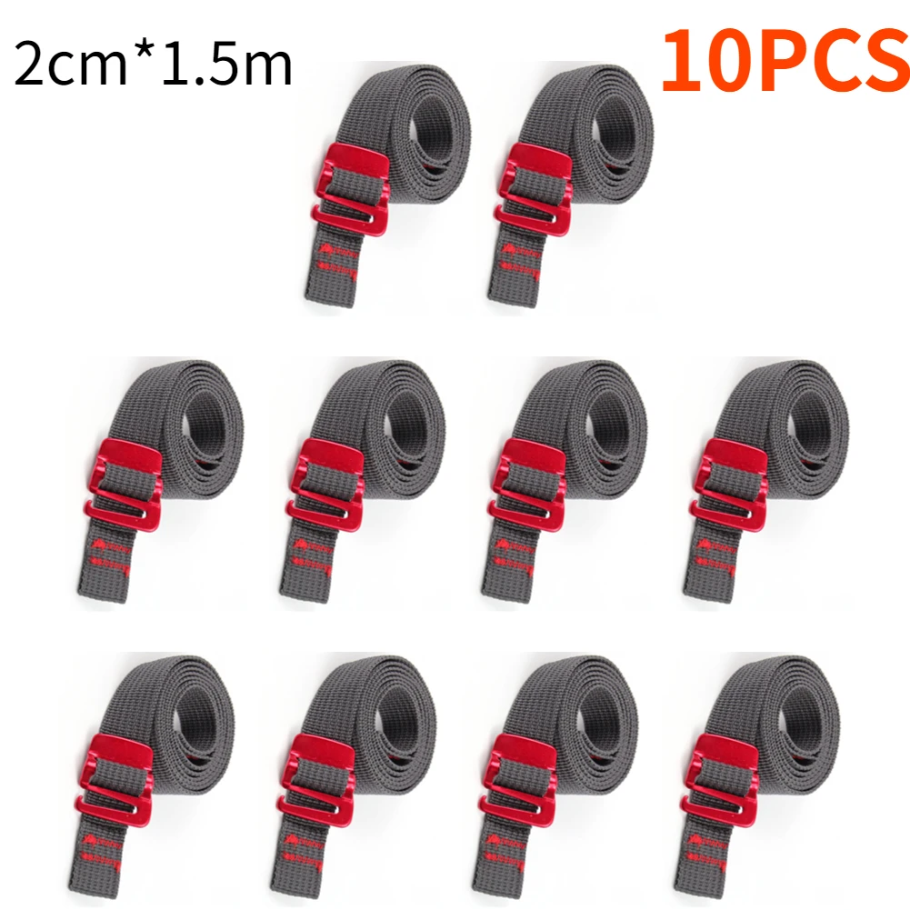 1.5m Outdoor Travel Backpack Nylon Tape Rope with Quick Release Hook Hiking Climbing Tension Belts Buckle Tie-Down Belt Straps: Blue