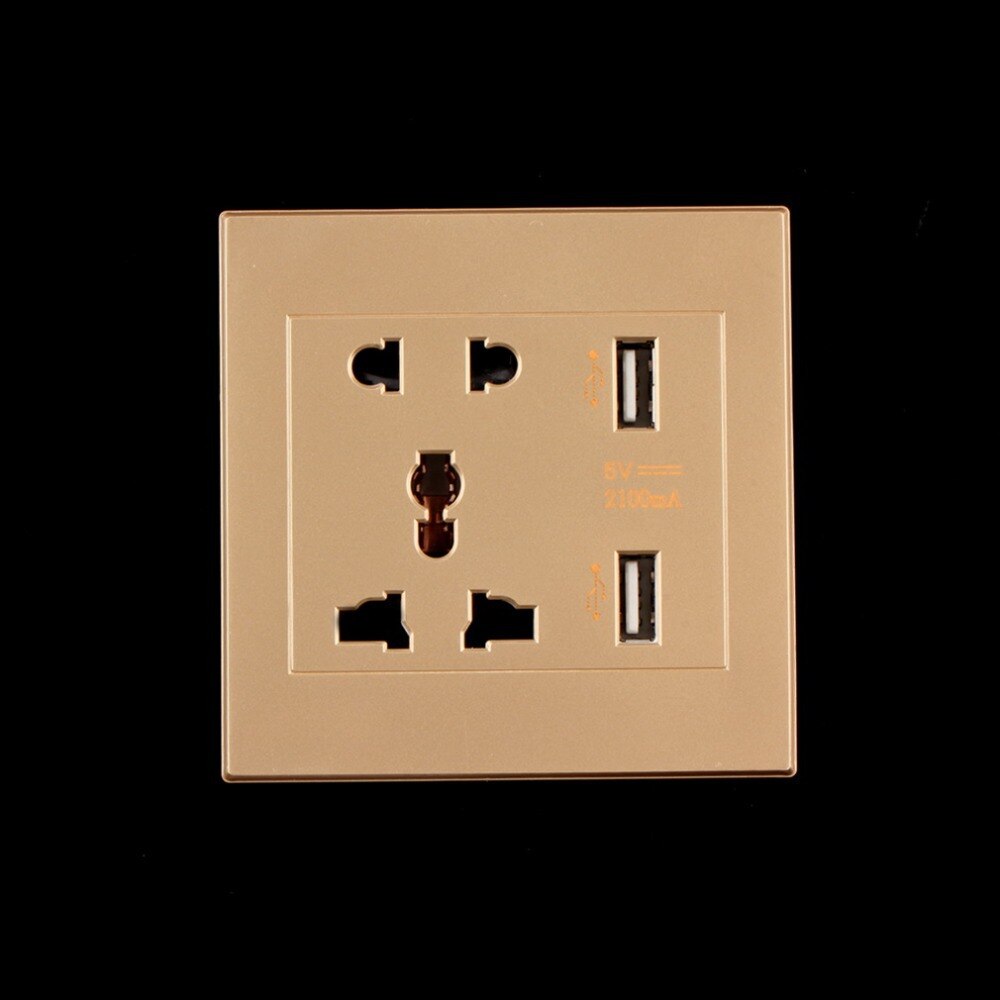 Dual USB Port 5V 2100MA Electric Wall Charger Port Dock Socket Power Outlet Electricity AC Power Panel Plate