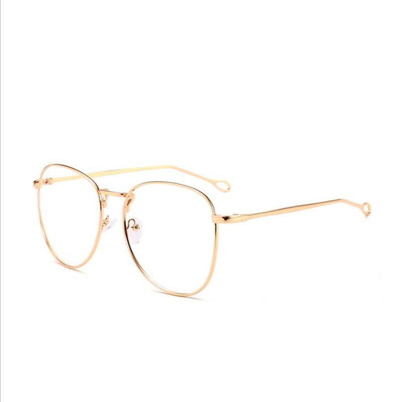 Occhiali da computer ovali con montatura in metallo di moda per personalità unisex anti-UV donna uomo occhiali da vista occhiali finti: d'oro