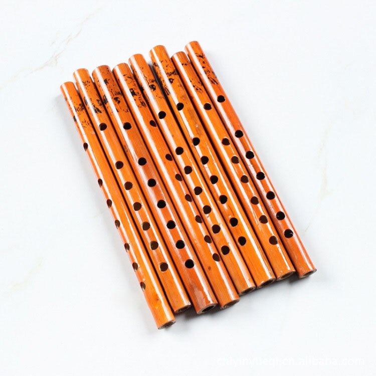2PCS Chinese Traditional 6 Holes Bamboo Flute Vertical Flute Clarinet Student Musical Instrument Wooden Color For Kids