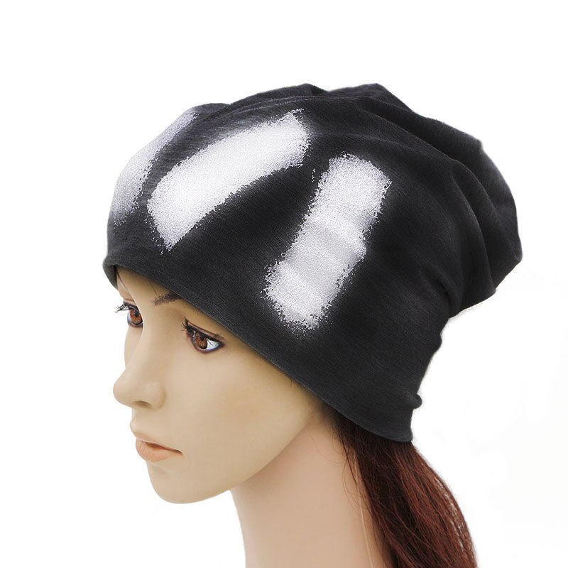 GZHILOVINGL-gorro fino de algodón para mujer, gorro con pintura plateada, Hip Hop, metálico, para otoño e invierno,: dark gray