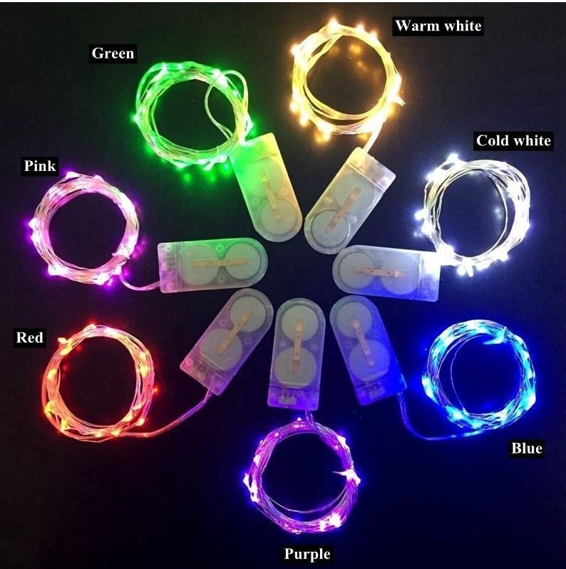 2M 20LEDs string Battery Operated Micro Mini Light Copper Silver Wire Starry LED Strips For Christmas Halloween Decoration 10pcs