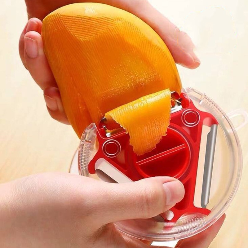 Multifunctionele Keukenrasp - 3-in-1 Groente Fruit Snijder - Roestvrij Staal & PP - 9x8.5cm