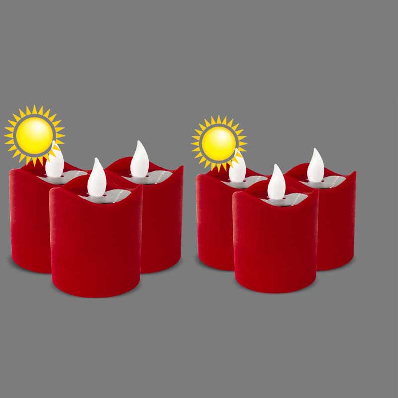 3 or 6 Pieces Waterproof Outdoor Decorative Solar LED Candles,Battery Operated Flameless Flickering Red Body For Grave Garden