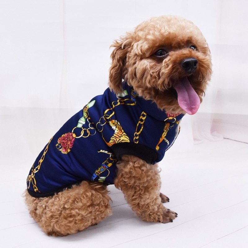 Husdjur höst vinter kläder tiger mönster husdjur tröja bomull vadderade kläder för små medelstora hundar husdjur hund dunjacka husdjur outfit
