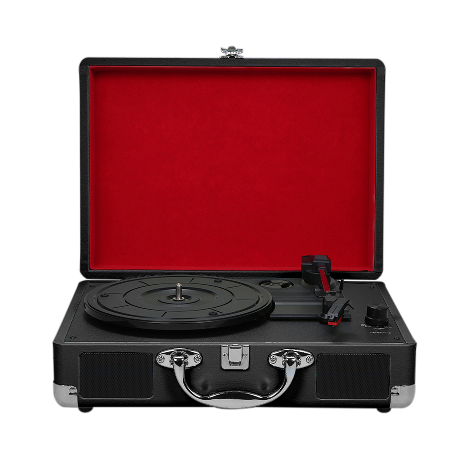 Vinyl Turntable Record Player 33/45/78 RPM Records Portable Leather Gramophone Phonograph Speaker 3.5mm Antique Retro: Black