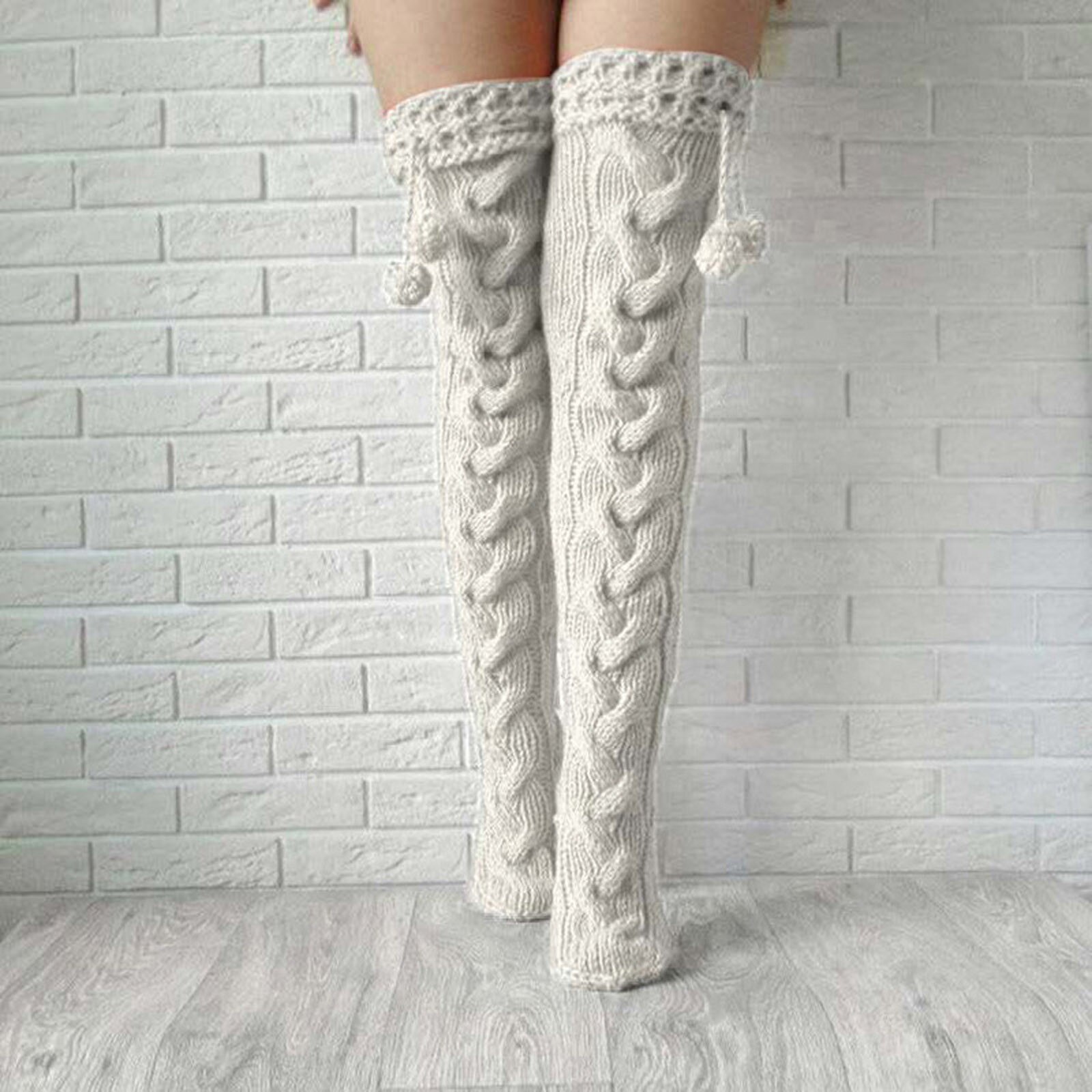 Women Stockings Cable Knit Extra Long Boot Over Knee Thigh Stocking Leg Warmers Winter Warm Stocking calcetines largos mujer