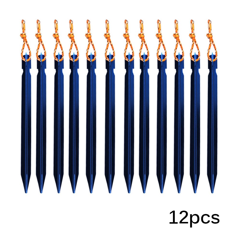 12 STUKS Tent Stakes Lichtgewicht Aluminium Hoge-StrengthTent Peg Nail Stake Wandelen Stakes Tent Schuilplaatsen Gereedschap Camping: MULTI