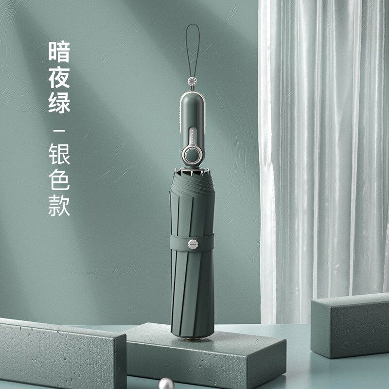 Zuodu parasol wzmocniony wiatroodporny męnarty uczeń przystojny automatyczny składany parasol deszcz lub połysk parasol podwójnego zastosowania: B- srebro