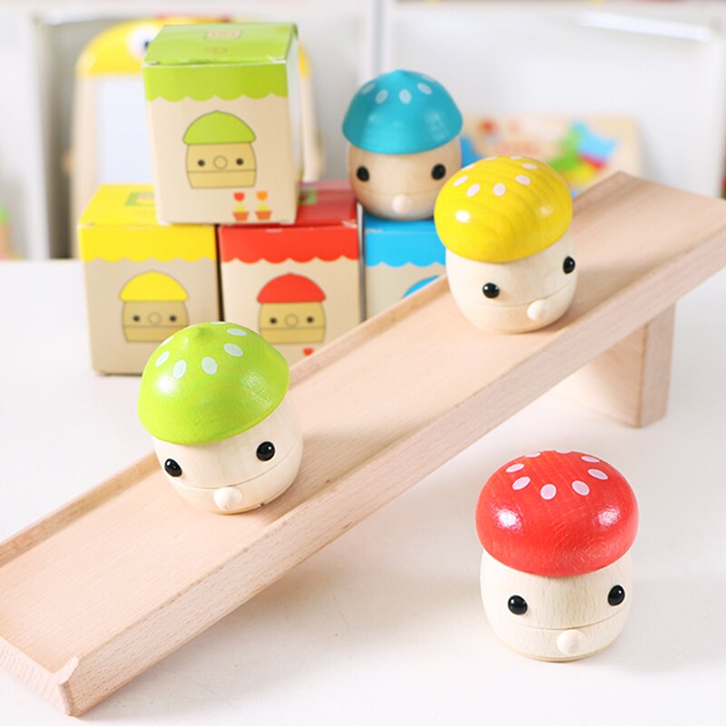 Kind Grappig Speelgoed Houten Model Kleine Paddestoel Slideway Blokken voor Verminderen Prseesure Speelgoed