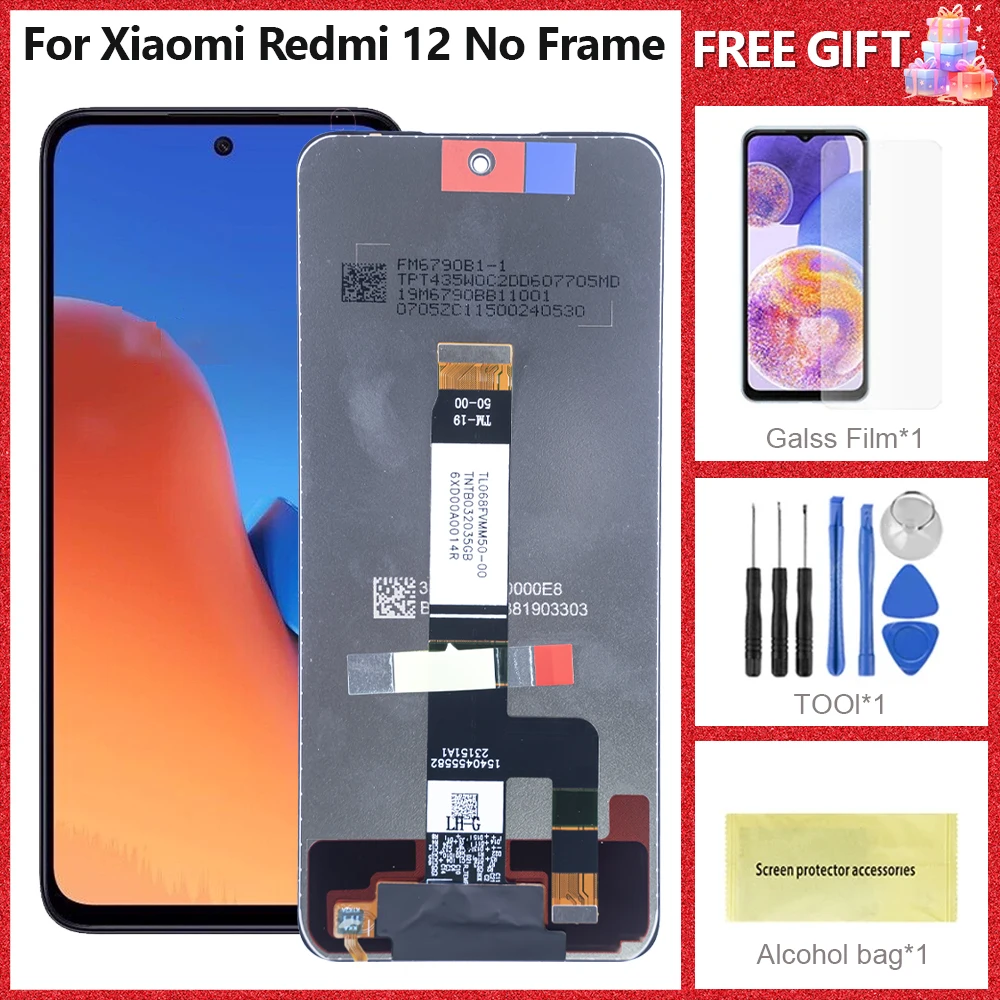 6.79" AMOLED For Xiaomi Redmi 12 LCD Display Touch Screen With Frame Digitizer Assembly 23053RN02A 23053RN02Y Screen: NAVY