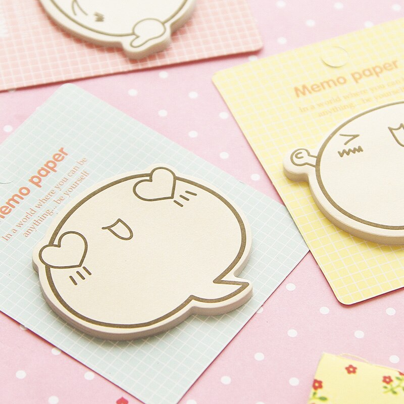 4 Uds. Papel para notas con cara bonita, pegatinas Kawaii, notas adhesivas, notas adhesivas, papelería para oficina y Escuela H6572