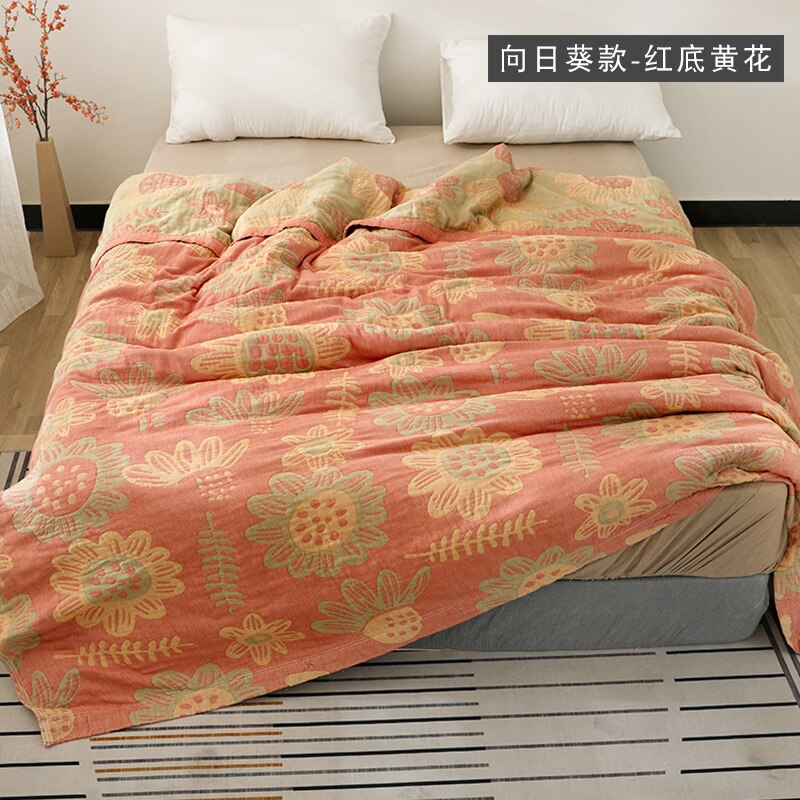 Katoen Vier Lagen Dik Gaas Handdoek Deken Sofa Cover Soft Trooster Lente En Zomer Dikke Vel Boho Sprei: Yellow C