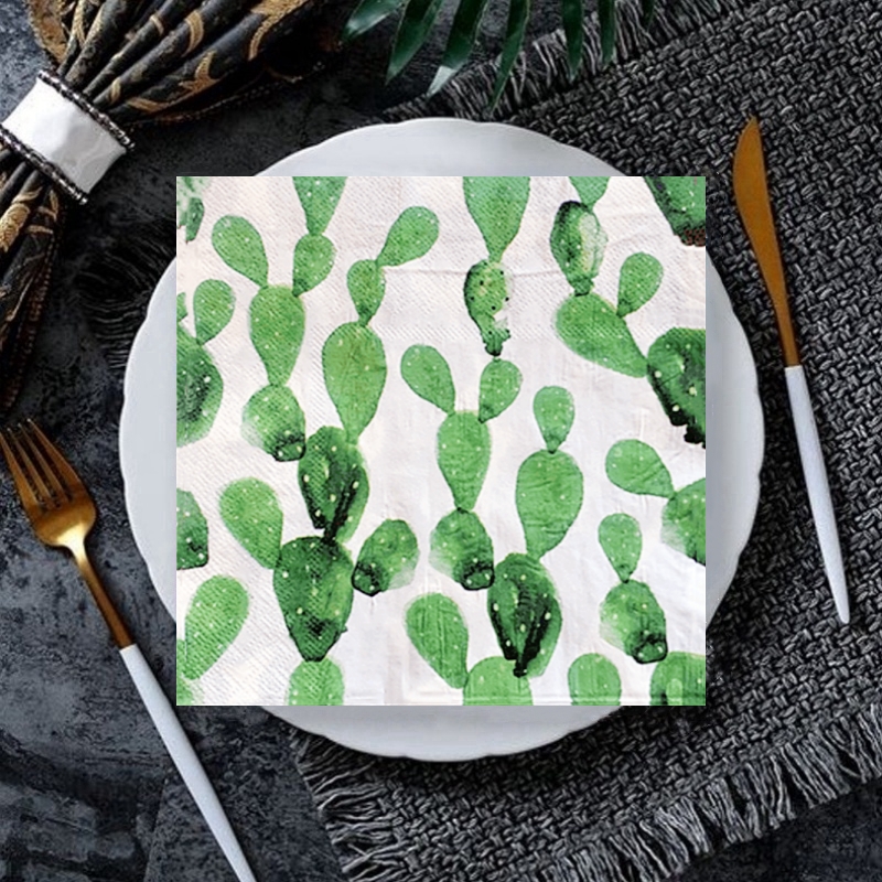 20/8Pcs Mix Bag Vintage Cactus Flowers Decoupage Paper Napkins Fruits Cholla Paper Serviettes for Xmas Birthday Party Tableware
