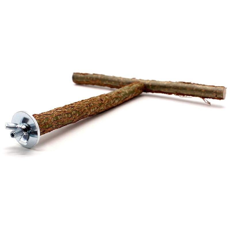 Bird Parrot Cage Toys Training T Perch Grinding Chewing Parakeet Wood Stand