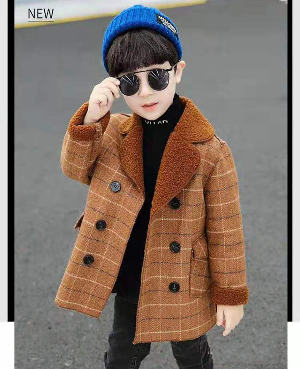 Børn drenge frakke efterår vinter drenge jakker til børn tøj overtøj teenage drenge tøj turn down plus fløjl overtøj