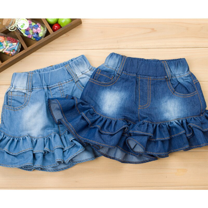 Jean d'été pour petites filles, pantalon court en Denim, ourlet pétale, Style Lolita,