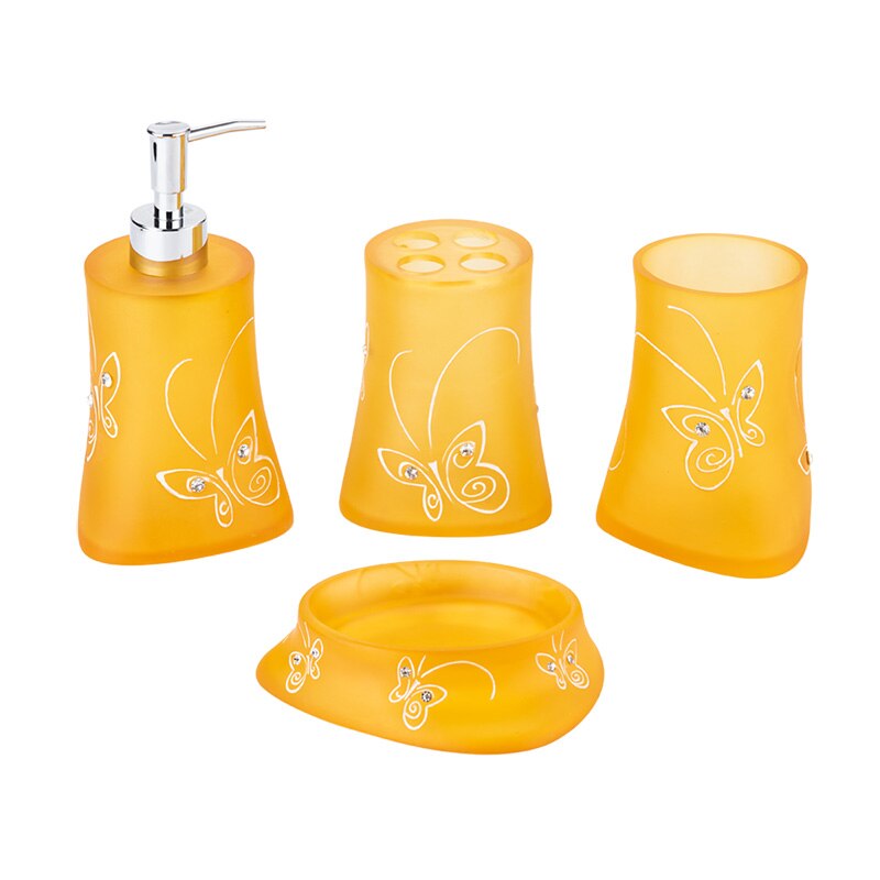 Amber Resin Bathroom Accessories Set Yellow Orange Soap Dish Mouthwash Cup Toothbrush Holder Soap Dispenser Lotion Bottle: Set