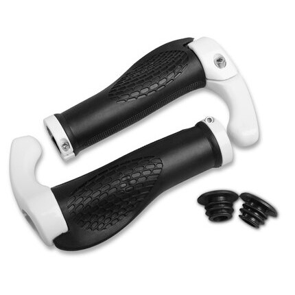Rockbros fietsstuur grip ergonomische antislip rubberen handgrepen lock-on cover fietsstuur mtb racefiets accessoires: Stijl 2 wit