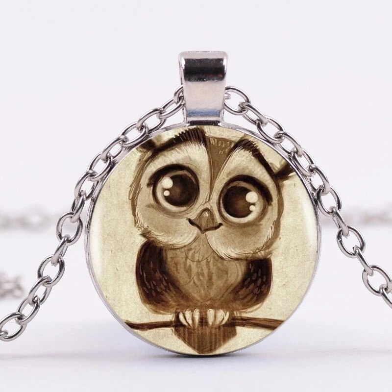 Leuke Uil Art Foto Sieraden Set Cabochon Glas Hanger Ketting Oorbel Armband Totaal 4 Stuks Voor Vrouwen Party