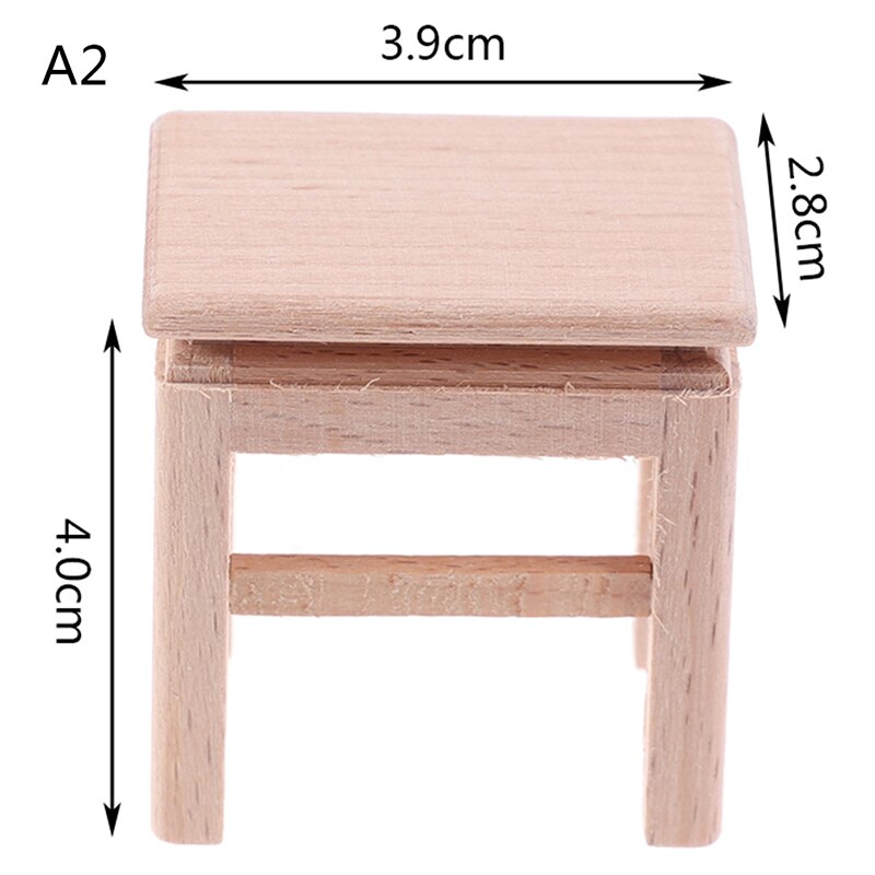 9 stili di Mobili In Legno In Miniatura Tavolino Rotondo Sgabello Teatable Miniature Finta Giocattoli 1/12 Dollhouse Giardino/Decorazione Della Stanza: Type 8 - A2