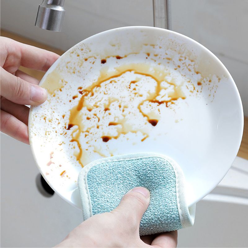 4 uds, estropajo de doble cara, plato de microfibra reutilizable, paños de limpieza, esponjas de fregado, paño de cocina