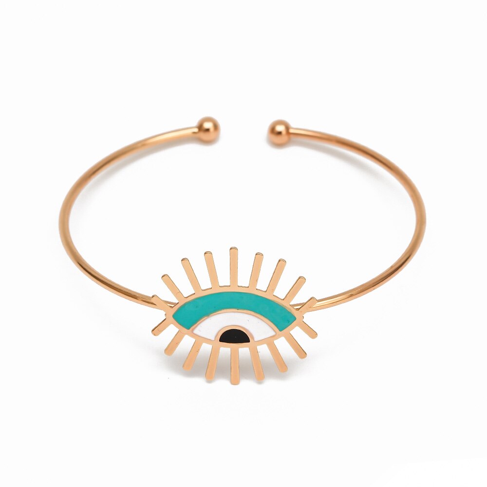 Lucky Eye wielokolorowy turecki Evil Eye bransoletka złoty kolor otwarta bransoletka Bangle regulowany dla kobiet biżuteria dziewczęca BE115: 4