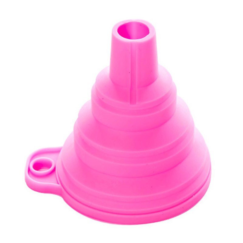 Small funnel Telescopic Long neck funnel Food grade silicone Silica gel Folding funnel Liquid dispensing Kitchen cooking tools: Pink