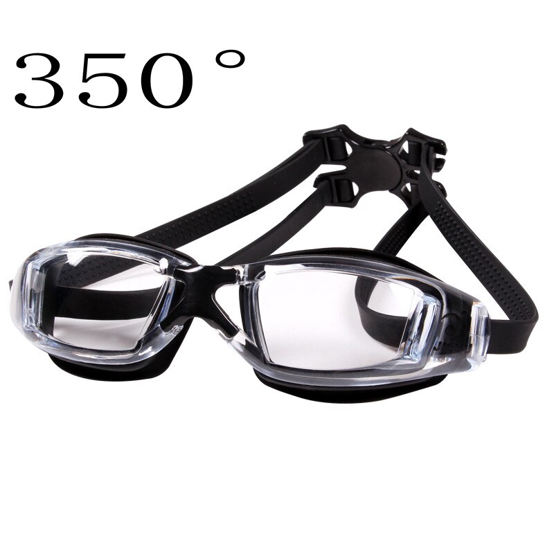 Plain/Myopia Swimming Glasses Waterproof Swim Diving Goggles 150-800 Degree Prescription Glasses HD Anti-fog Swimming Goggles: black myopia 350