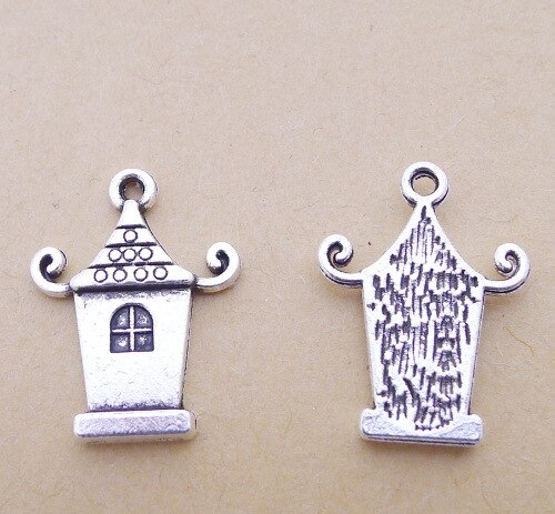Cute Charms For Bracelet House Charms Antique Silver Color 16*21mm 10 Pieces