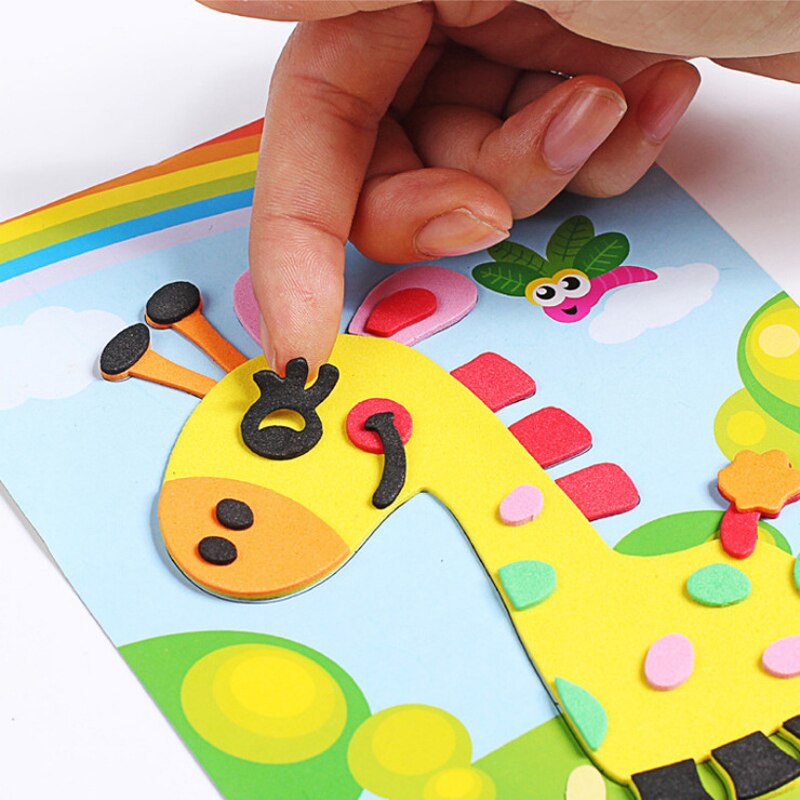 Kids DIY Craft Educational Toys for Children Puzzle 3D EVA Foam Painting Sticker Cartoon Animal Puzzles Toys Baby Handmade Game