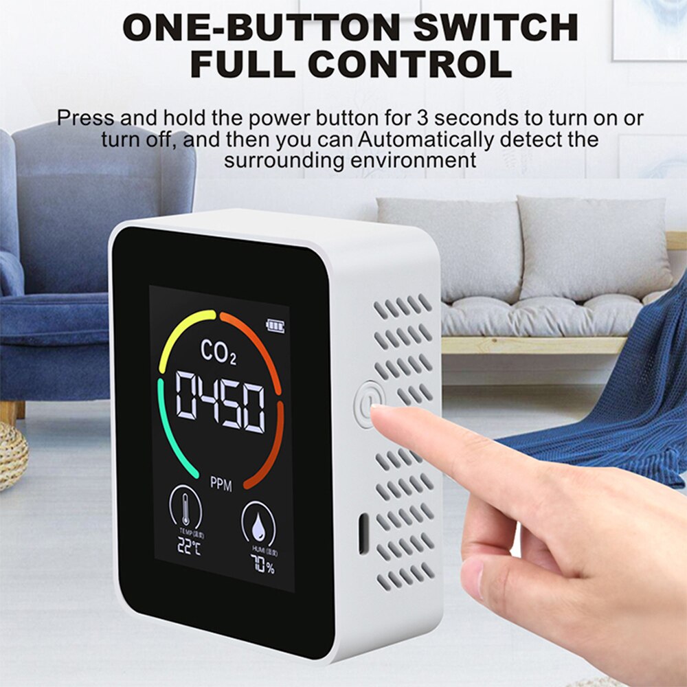 Air Monitor CO2 Meter Detector Air Detector Carbon Dioxide Detector CO2 Sensor Greenhouse Temperature Humidity Monitor