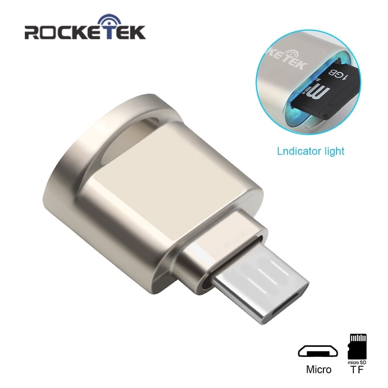 Rocketek micro usb 2.0 typ c otg telefon mini minneskortläsare adapter aluminium kortläsare för micro sd/tf microsd laptop