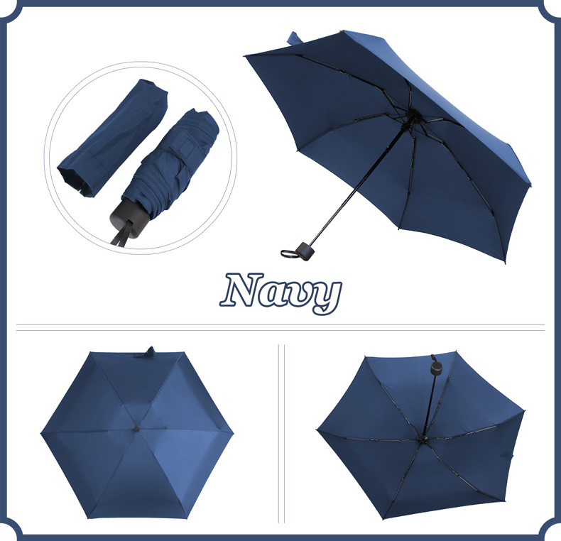 Miniparaguas de bolsillo superligero para hombre y mujer, sombrilla plegable de 190g con 5 pliegues, ideal para de viaje: navy