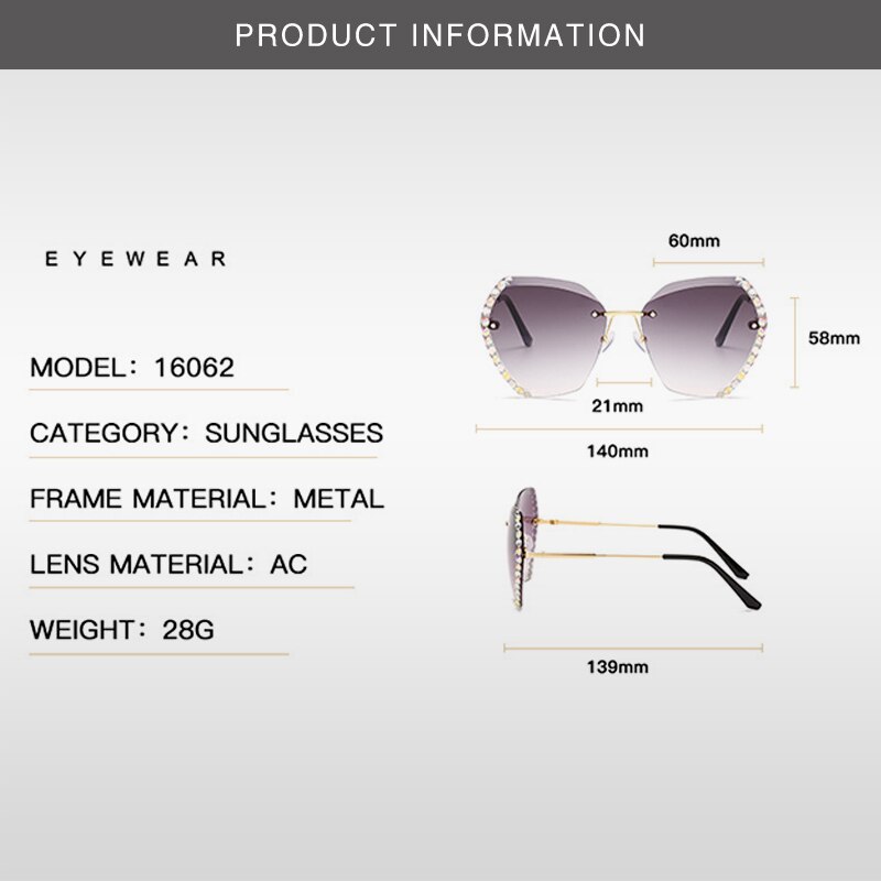 Polygon zonnebrillen trend diamant montuurloos vrouw persoonlijkheid oceaan stuk gradiënt kleur bril persoonlijkheid wild