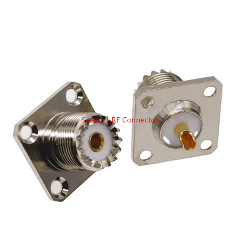UHF SO239 SO-239 SL16 Female Jack 4hole Flange Connector UHF Socket Mount Solder for Panel Chassis Coaxial Adapter Brass Copper