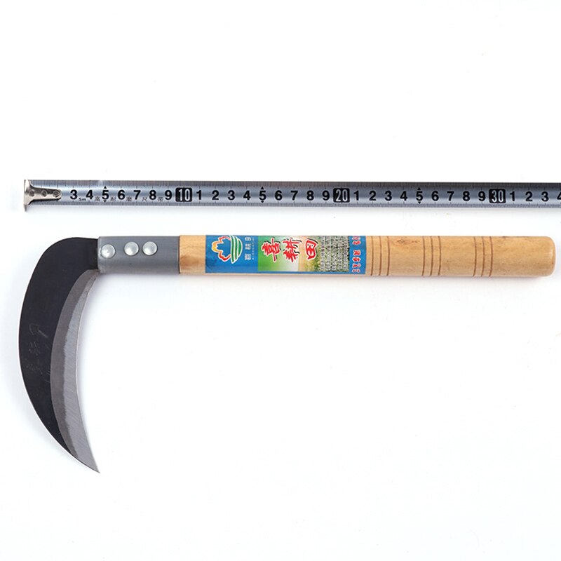 Faucille d'herbe de jardinage légère en acier au manganèse à longue poignée tranchante faucille à main pour désherber l'outil de jardin agricole