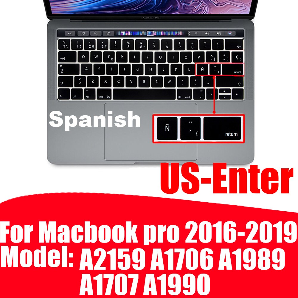 Z ñ hiszpańska osłona klawiatury Protector dla Macbook Air13 A2337A2179 dla Macbook Pro13 A2338A2289 A2159 klawiatura folia ochronna: US Pro1315touchbar