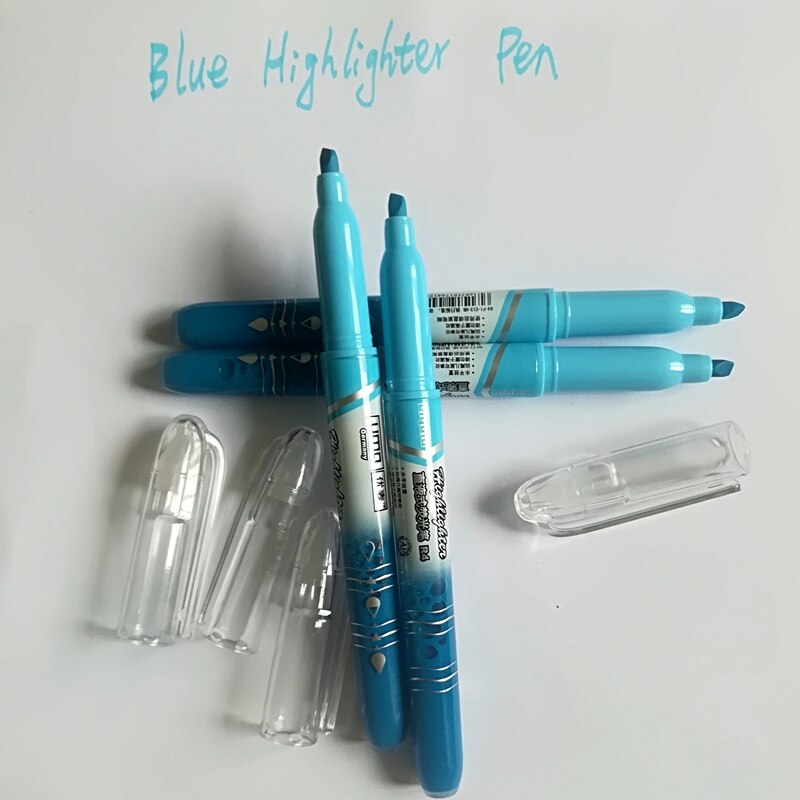 4 Stks/set Blauw Kleur Markeerstift Marker Pen Highligher Pen Fluorescerende Gekleurde Tekening Marker Pennen Creatieve Briefpapier