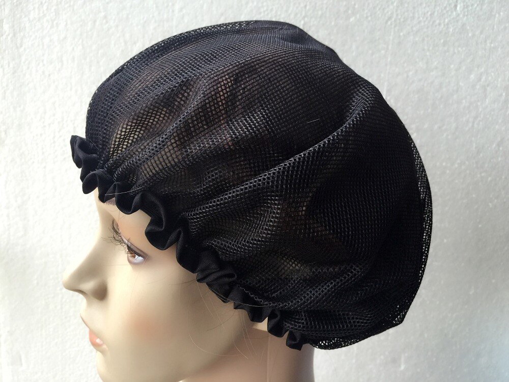 2pcs/Pack Black Big Bonnet Sleep Cap Night Sleeping Hat Weaving Net Hair Protection Have a Nice Wrapping Strip