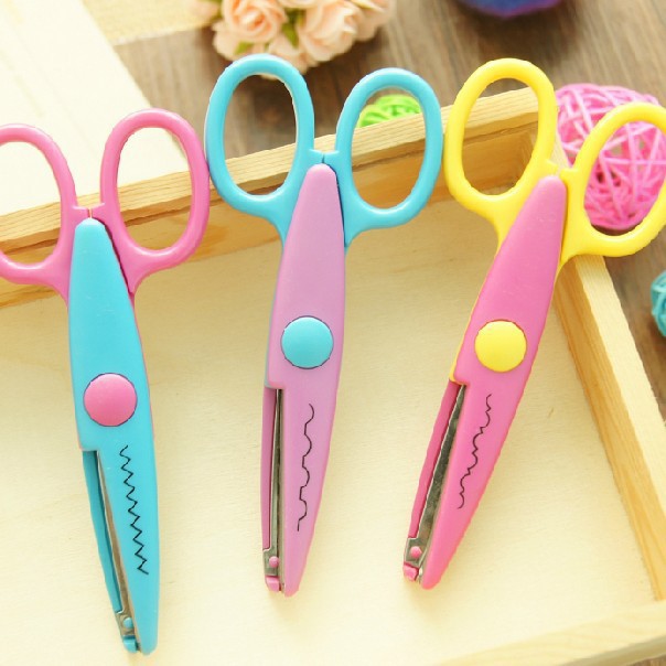 Juego de tijeras para manualidades decorativas para niños, para cortar papel, cinta de tela, álbum de fotos, de álbum de recortes, cortador escolar, 6 unids/set
