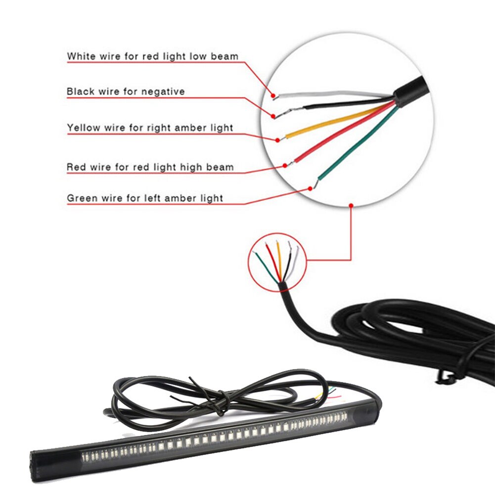 2 uds Universal LED Flexible tira de luces para motocicleta Accesorios Moto luz trasera LED Placa de luz de freno señal de