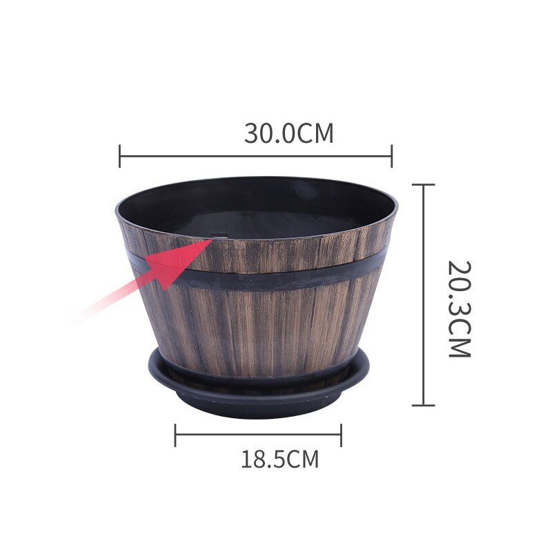 Resin Whiskey Barrel Flower Pot Round Planter Indoor Outdoor Garden Yard Patio MSU88