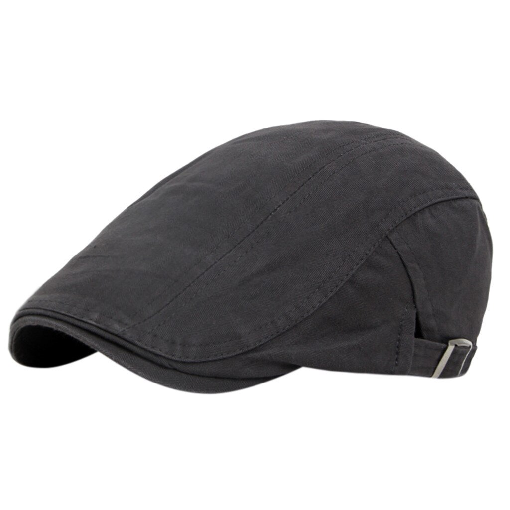 Boina clásica de algodón estilo occidental para hombre, gorro de vendedor de periódicos, estilo británico, clásico, Vintage, Color sólido, para Otoño e Invierno: E