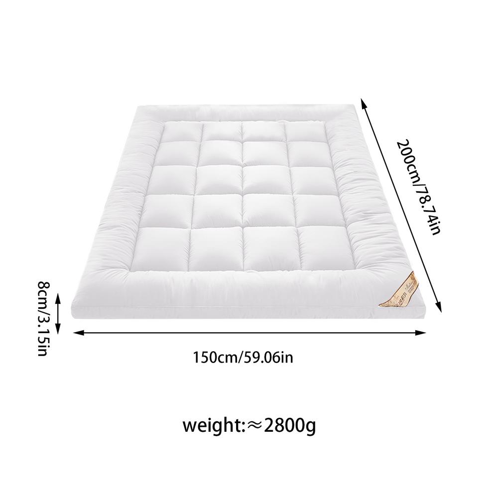 Matelas de tatami simple et double pour adultes, surmatelas doux et confortable, chambre à coucher, optique, 10cm, double, reine, king size: Écru