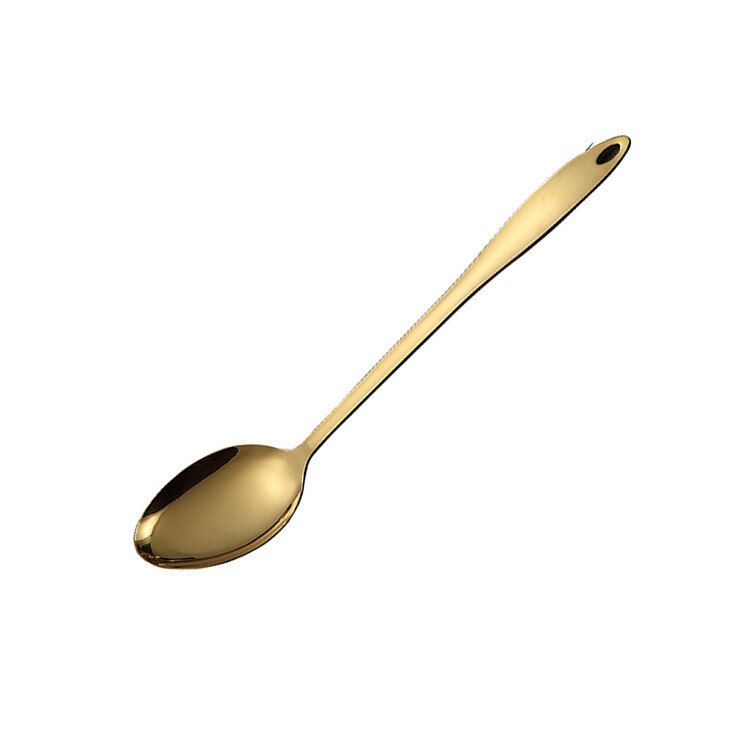 1pc guld titanium rustfrit stål køkkenredskaber ske skeovn køkkengrej køkkenredskaber cocina utensilios spatel slev køkkenudstyr: Offentlig ske