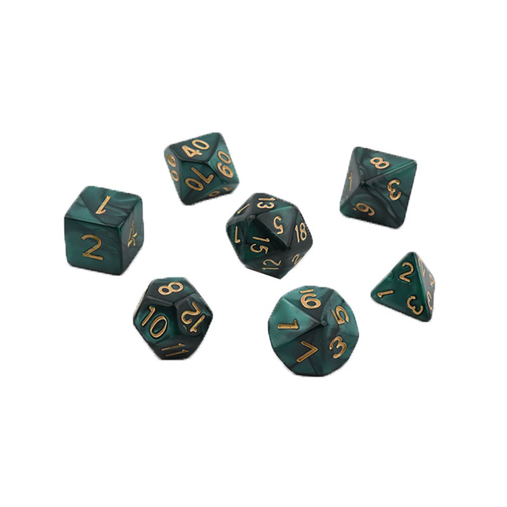 7pcs/set Games Gaming Dices Multi-sided Dices Desktop Game Accessories Multi Faceted Acrylic Dice Suit: Dark Green