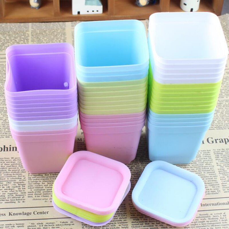 7 väriä saatavilla olevat sakeuttavat kukkaruukut istutusastiat muoviruukut pienet neliönmuotoiset ruukut meheville kasveille