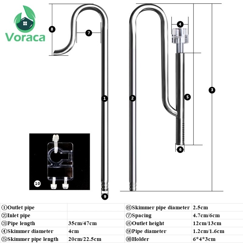 Filtro para acuario de 12/16mm, tubería de agua de acero inoxidable con Skimmer de superficie, sistema de filtración de entrada salida, césped plantado