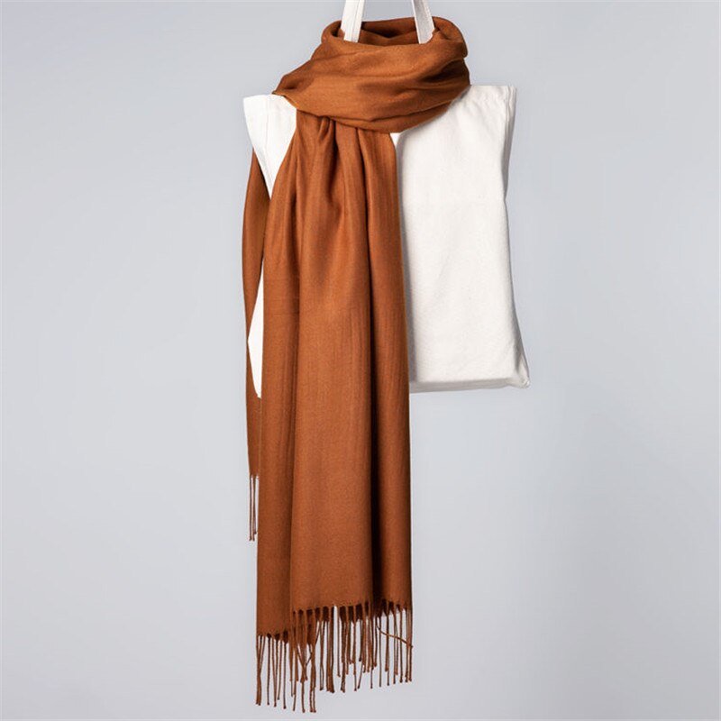 Écharpe Femme En Velours Double Face Orange Et Marron - Viscose Douce - Accessoire Tendance